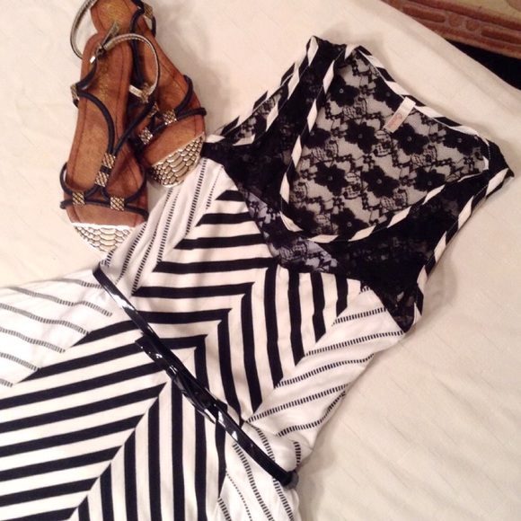 CocoLove Black and White Striped Dress