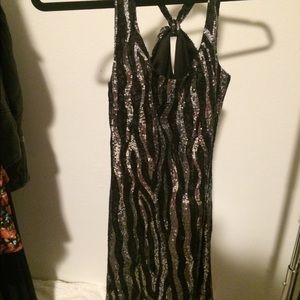 Black and silver sequin mini dress!