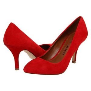 Chinese Laundry 3" Red Suede Heels Sz 9.5 worn 1x