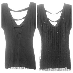 Black/sequin daytrip t-shirt