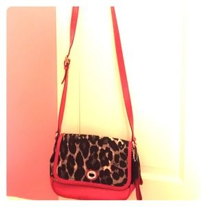 Red leopard print coach cross-body