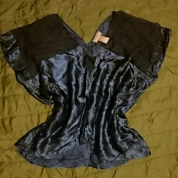 Silk black and blue blouse