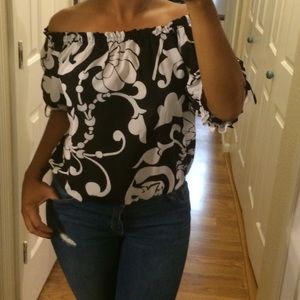 Off the shoulder chiffon top