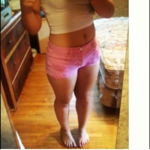 Forever 21 Pink High Waisted Distressed Shorts