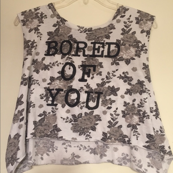 Floral "bored of you" muscle tank top