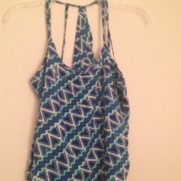 Green and Blue Sleeveless Tank Top - Picture 1 of 4