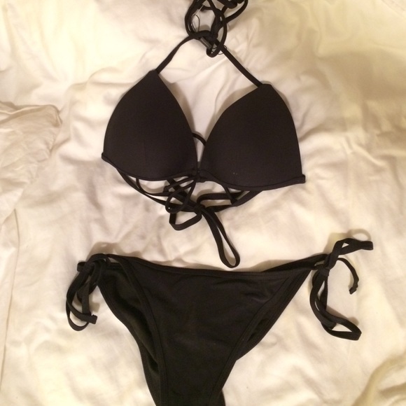 Black Triangle Push Up Bikini Set