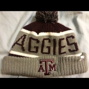 Aggies Maroon and Grey Pom Pom Beanie