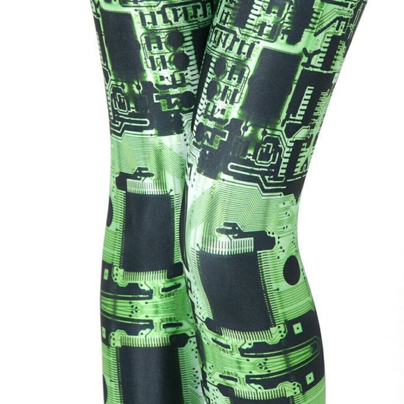 Blackmilk Green Circuit Board Leggings