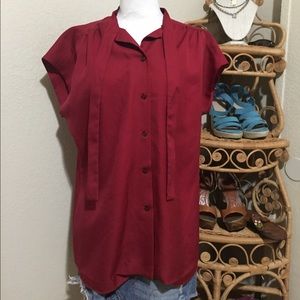 Vintage burgundy top with strap collar