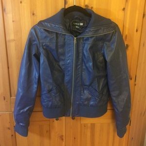 Navy blue, leather jacket