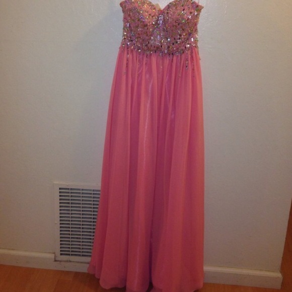 Promgirl flamingo bedazzled prom dress