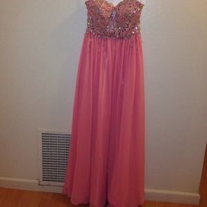 Promgirl flamingo bedazzled prom dress