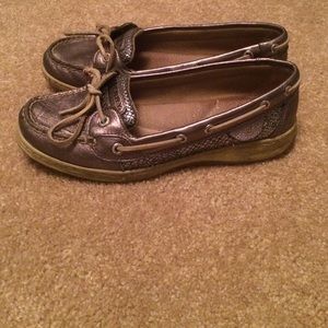 Sperrys silver glittery