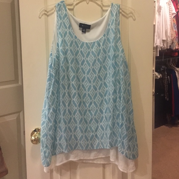 Cute Aquq/Light Blue Geometric Tank - Size XL