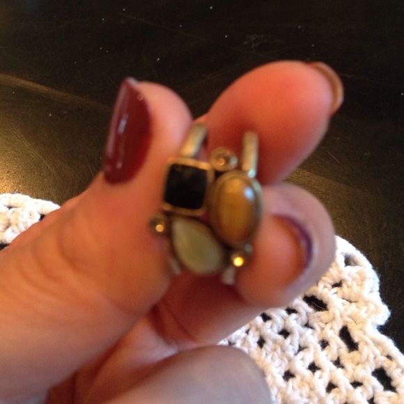 Antique gold ring with Fall colored stones - Picture 2 of 3