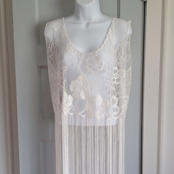 Ivory Lace Top with 30" Fringe