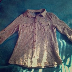 Lace button up top