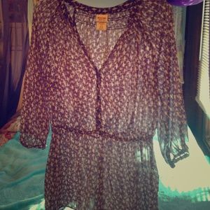 Sheer purple with white birds top