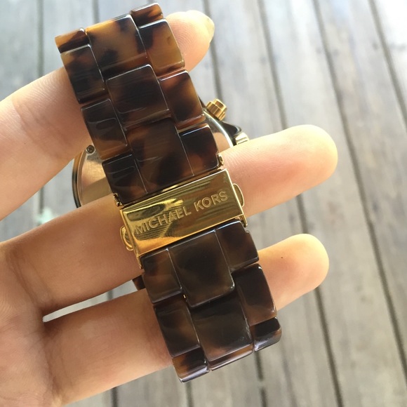 Oversized Tortoise and Gold Michael Kors Watch