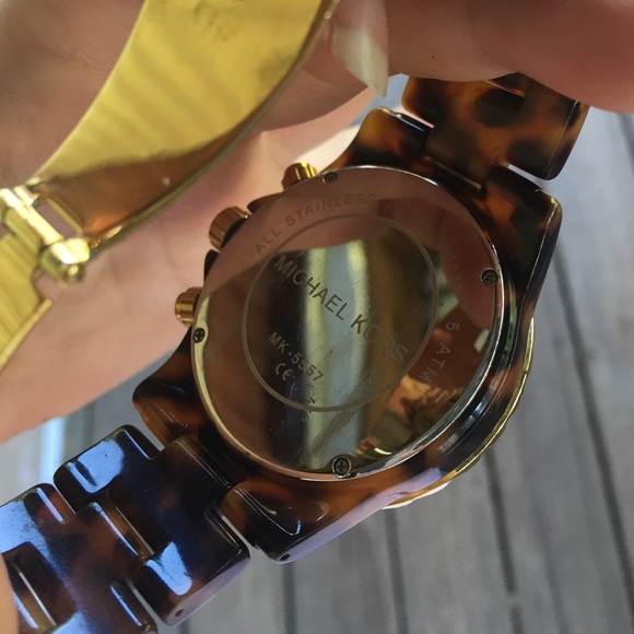 Oversized Tortoise and Gold Michael Kors Watch main image 4