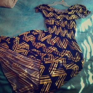 Navy & yellow patterned Dress