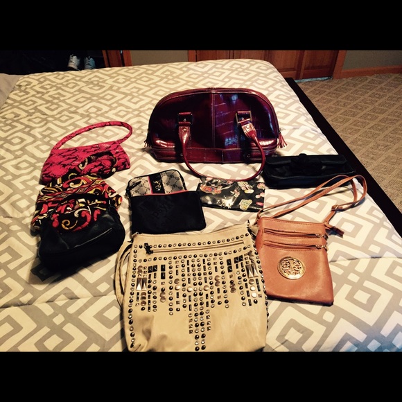 Large lot of bags and purses.