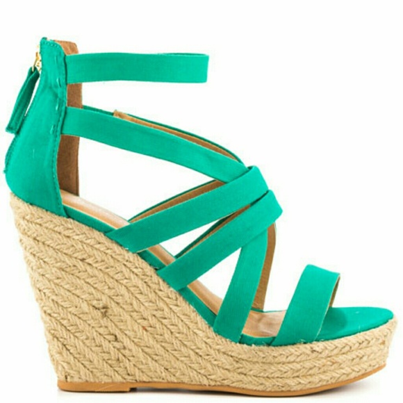 JustFab Strappy Seafoam Wedges