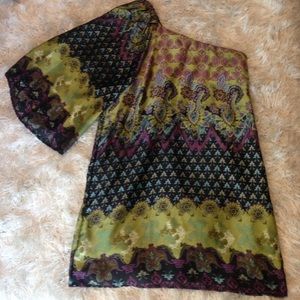 One shoulder silky patterned dress, size M