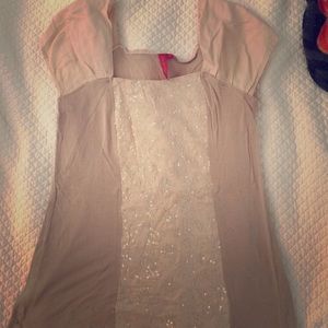 Anthropologie Nude/Beige Sequence Shirt