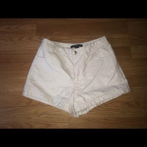 White High Waisted Faux Leather Shorts
