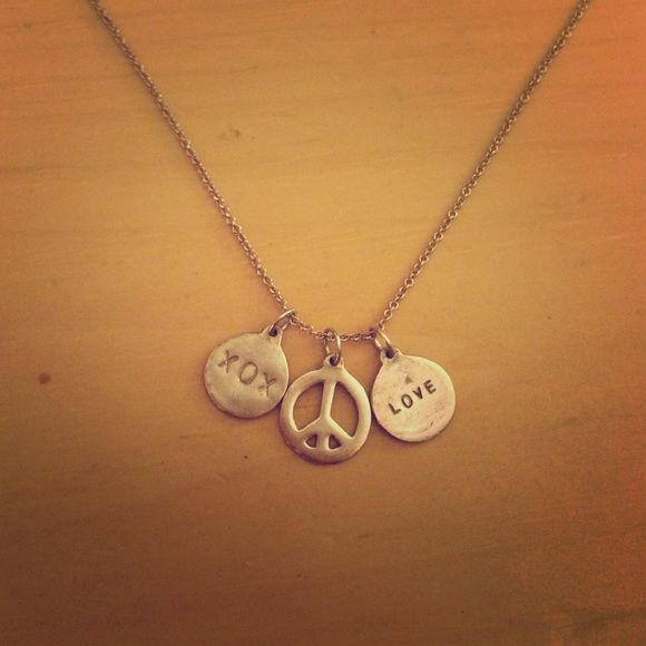 Peace and love sterling silver necklace.