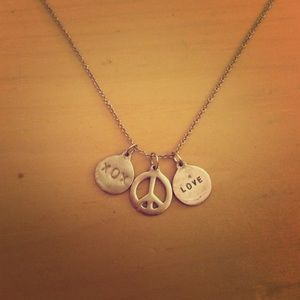 Peace and love sterling silver necklace.
