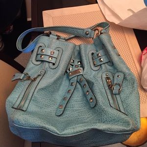 light blue handbag