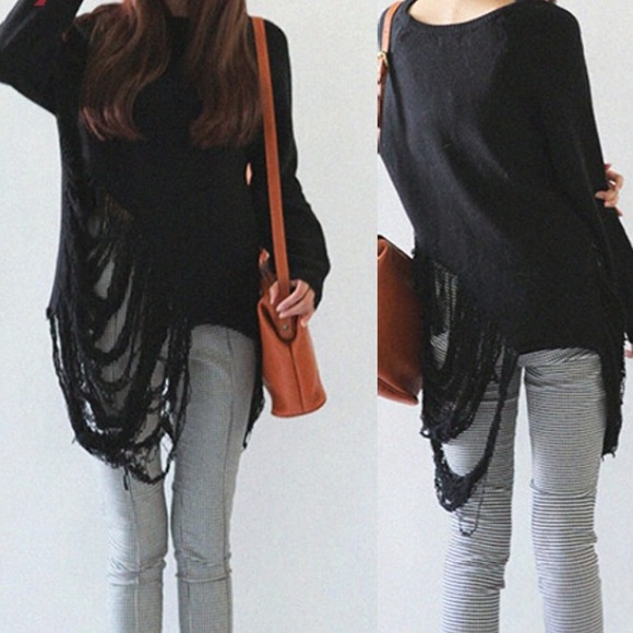 Loose knit oversized Shredded sweater - Picture 3 of 4