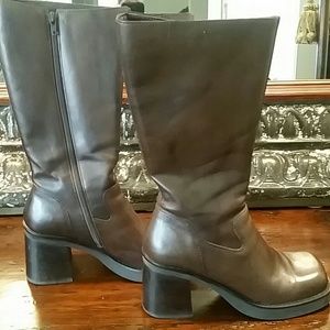 MIA chocolate brown knee high wide calf boots