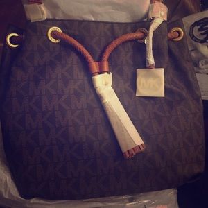 NWT Large Brown Gathered Tote