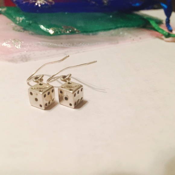 ✨SOLD☀️3D Sterling Silver Dice Earrings