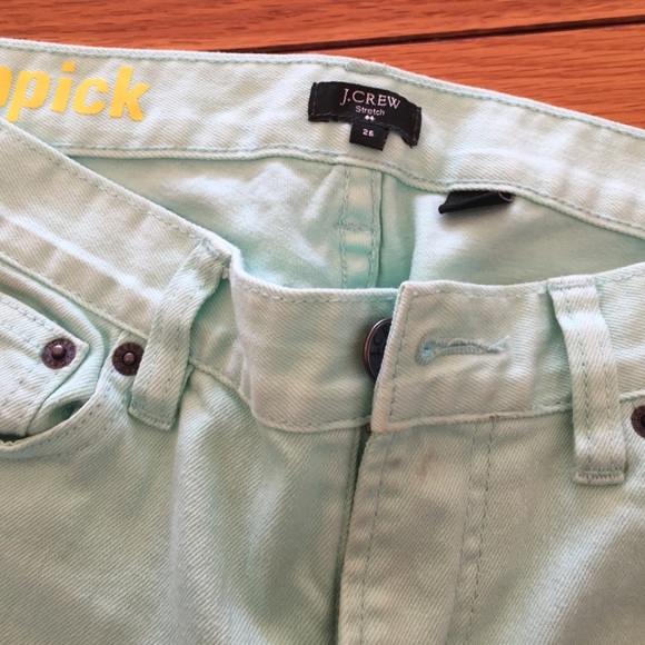 J Crew Toothpick Bright Mint Jeans size 26