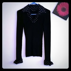 💖Cute Black Layered Sweater With Polka-dot Blouse