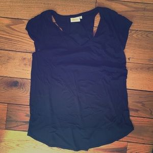 Black Cotton and Raw Silk Anthropology Top