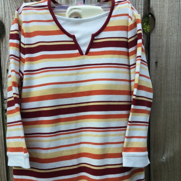 ORANGE/BROWN STRIPED KNIT TOP👎 - Picture 1 of 3