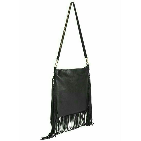 JustFab Bags Hp Justfab Michael Black Fringed Handbag Poshmark