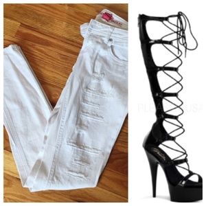 BUNDLE.. WhiteJeans and black heels