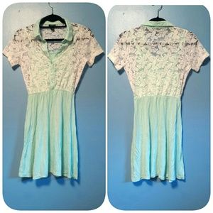 Mint green and white lace dress