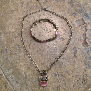 Matching pink/gold Cookie Lee necklace & bracelet