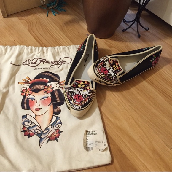 "Sidewinder" Tiger BLK Ed Hardy casual flat shoes