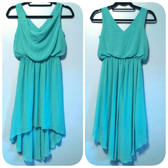 Aqua blue dress.