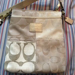 Coach gold and cream crossbody
