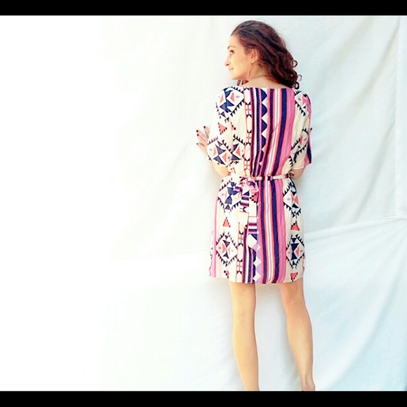 Hello Miss Tie-Back Boho Stripe Shift Dress- Small - Picture 3 of 4